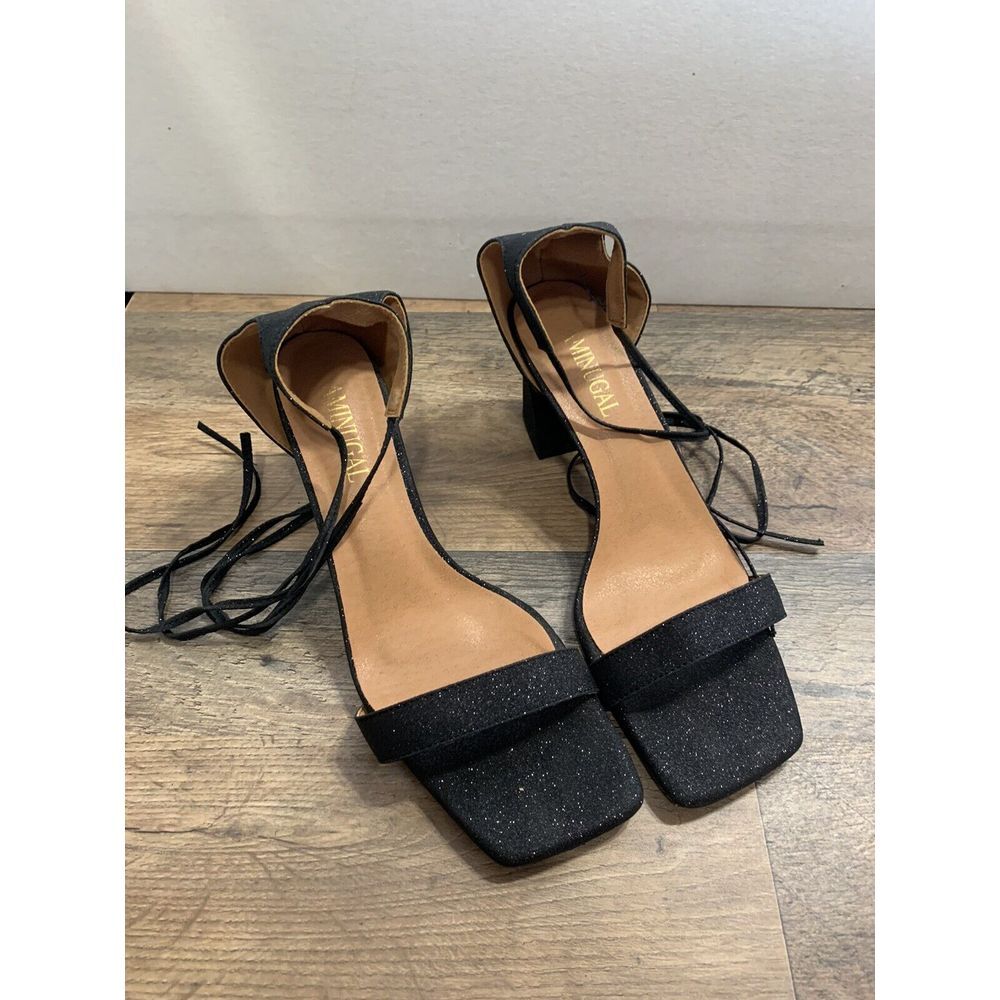 aminugal black sparkle high heel